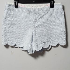 Lilly Pulitzer Blue Stripe Seersucker Buttercup Scalloped Hem Shorts 8 M